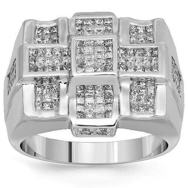 14K Solid White Gold Mens Diamond Ring 3.31 Ctw